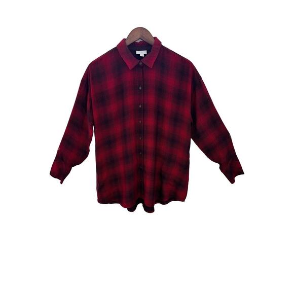 J.Jill Tops - J.Jill Women's Red & Black Plaid Button-Up Shirt Size M